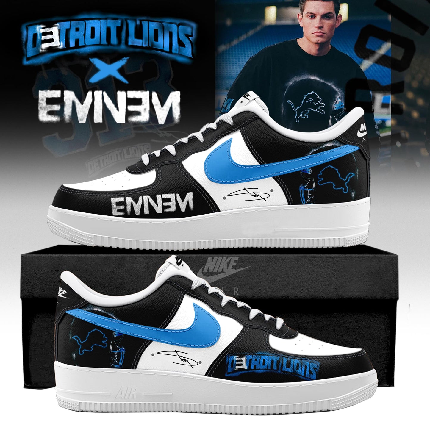 Eminem x Detroit Lions “Thanksgiving Halftime Show” Limited Edition AF1 Sneakers