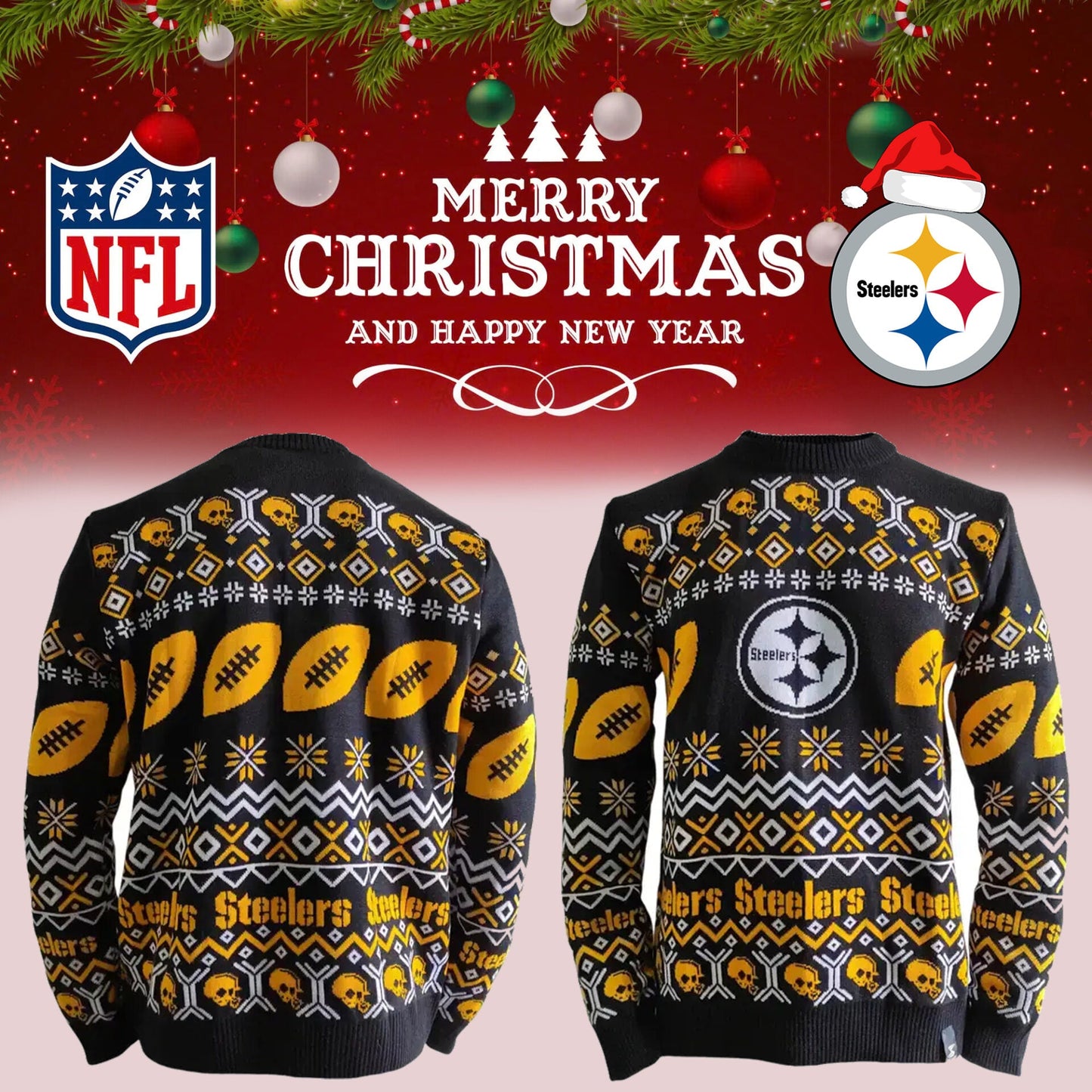 Limited Edition Pittsburgh Steelers x Merry Christmas Sweater