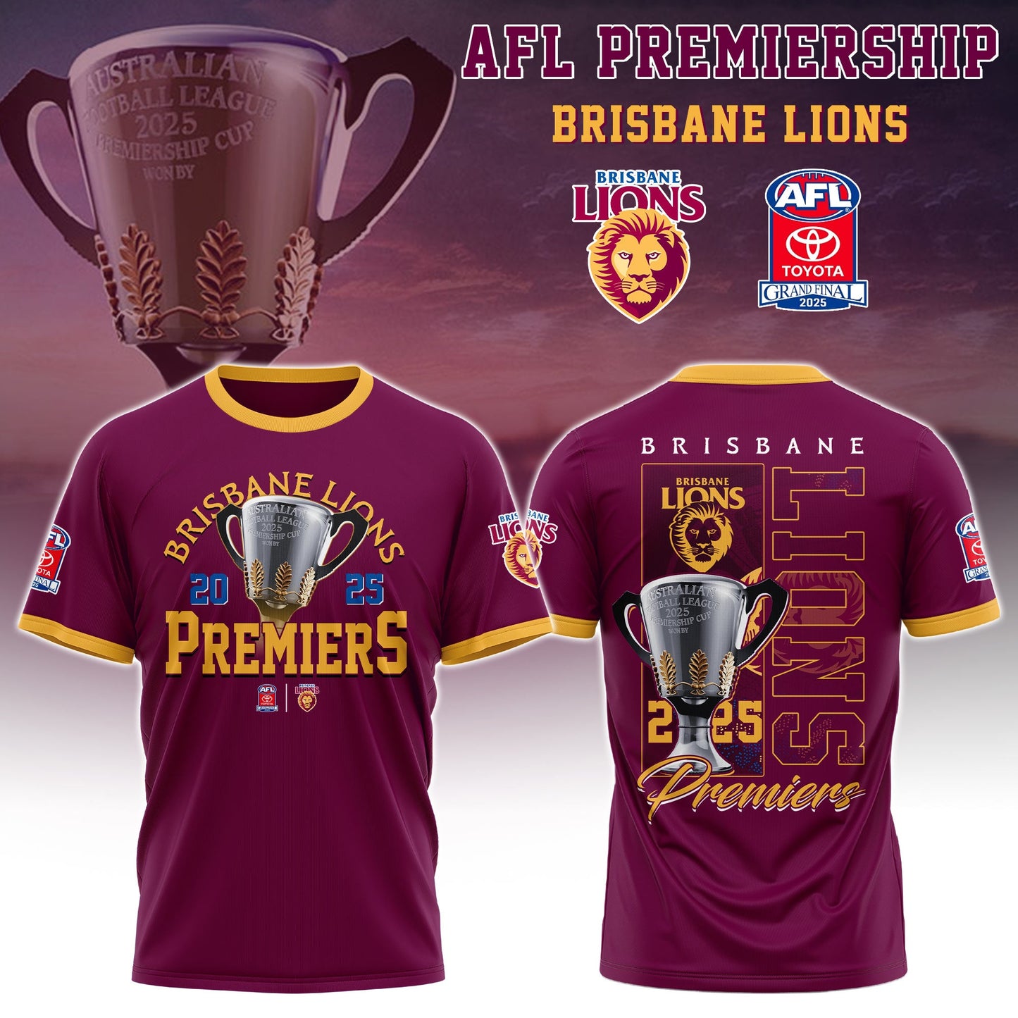 . Brisbane Lions - AFL 2025 Champions T-shirt Ver 2