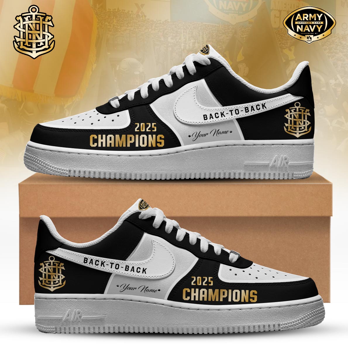 Navy Midshipmen Special Back to Back CIC trophy Champions 2025 AF1