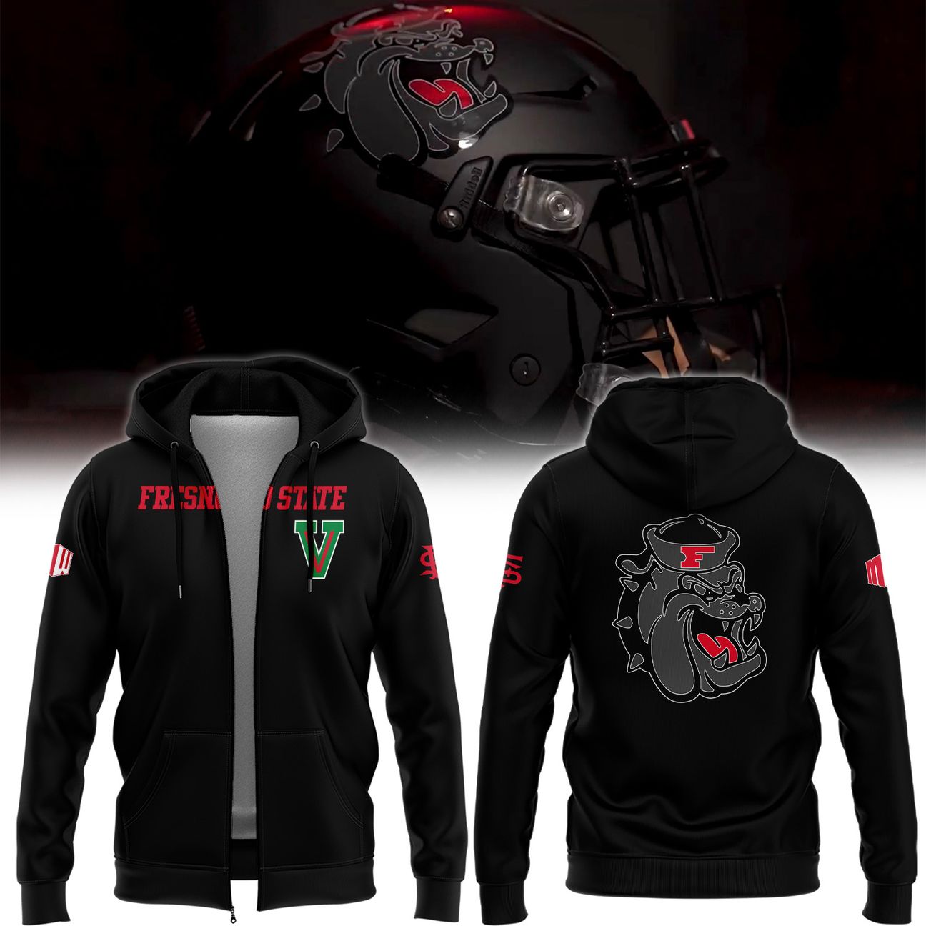 2025 "Fresno State Football" Uniform Zip Hoodie - Limited Edition