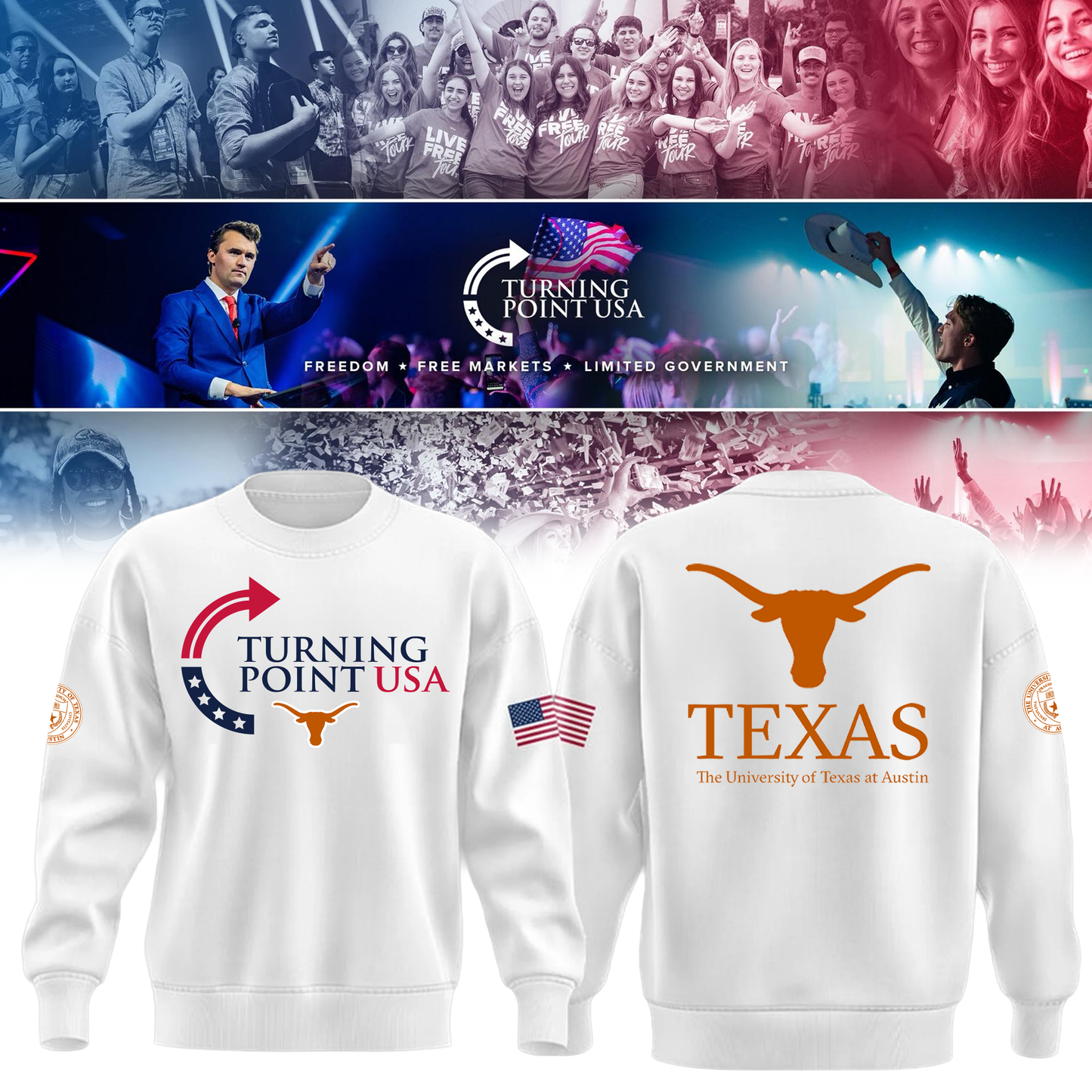 2025 Texas Longhorns University x Turning Point USA Sweatshirt