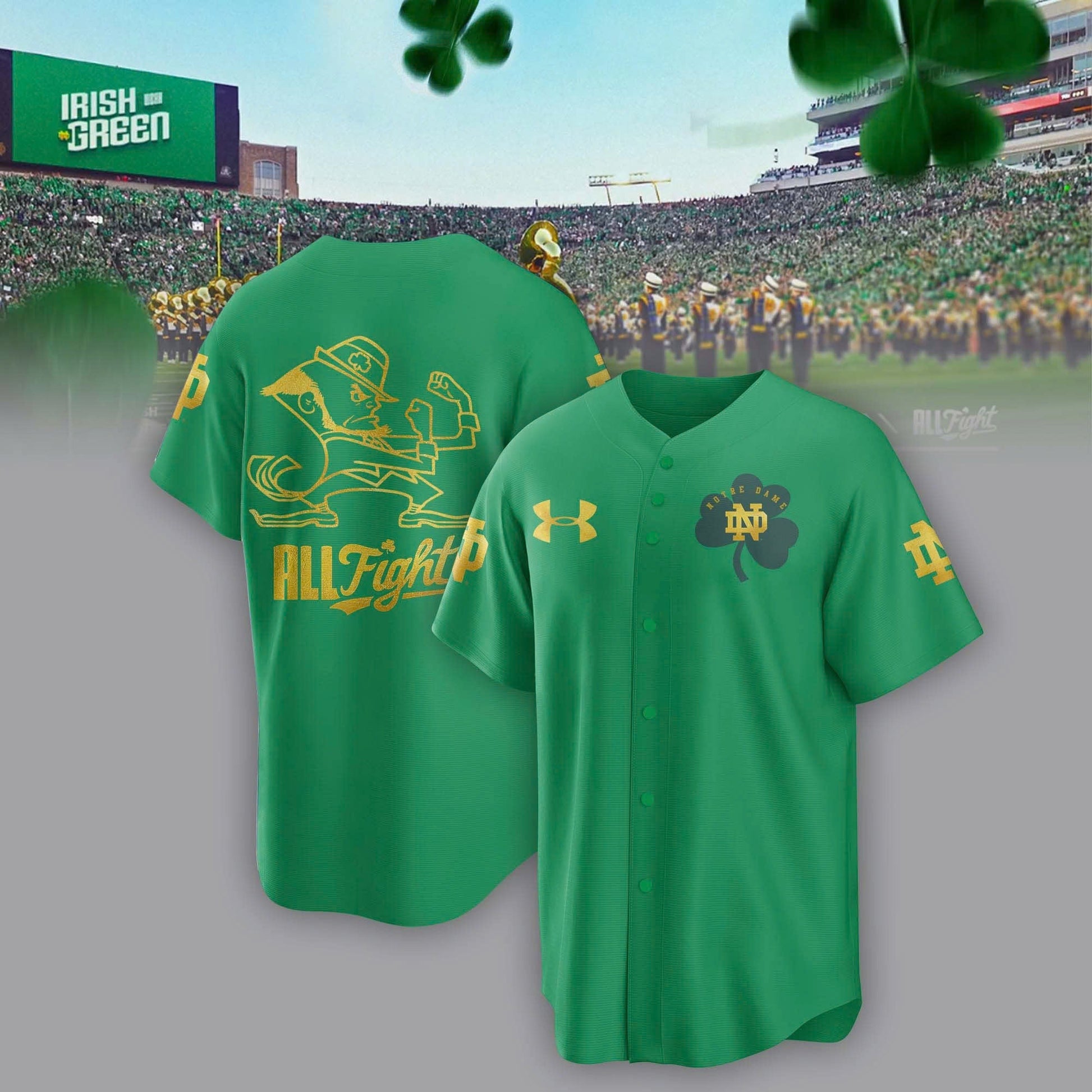 Limited Edition Notre Dame IRISH WEAR GREEN Baseball Jersey