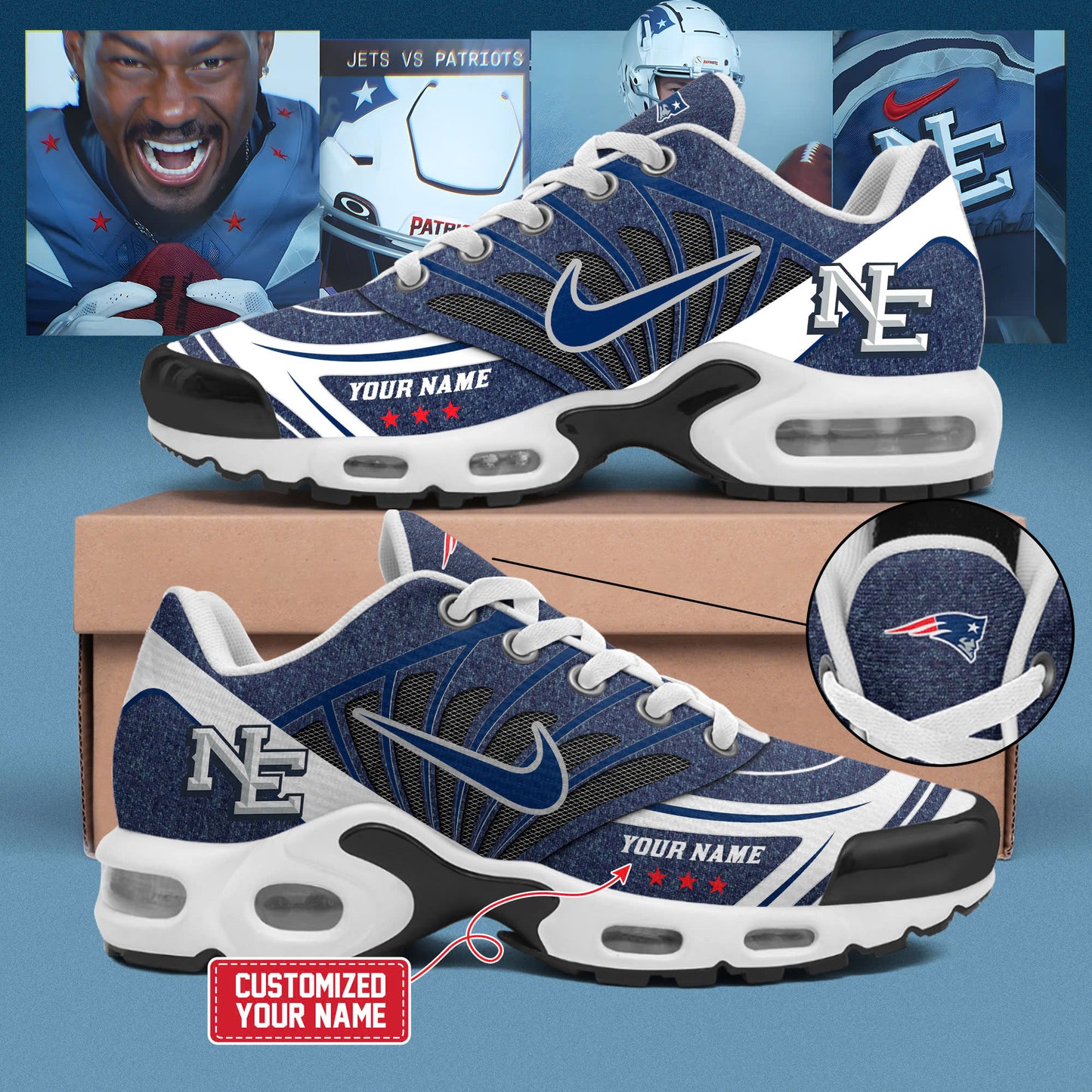 New England Patriots 2025 Rivalries Nor’Easter Storm Blue New Shoes