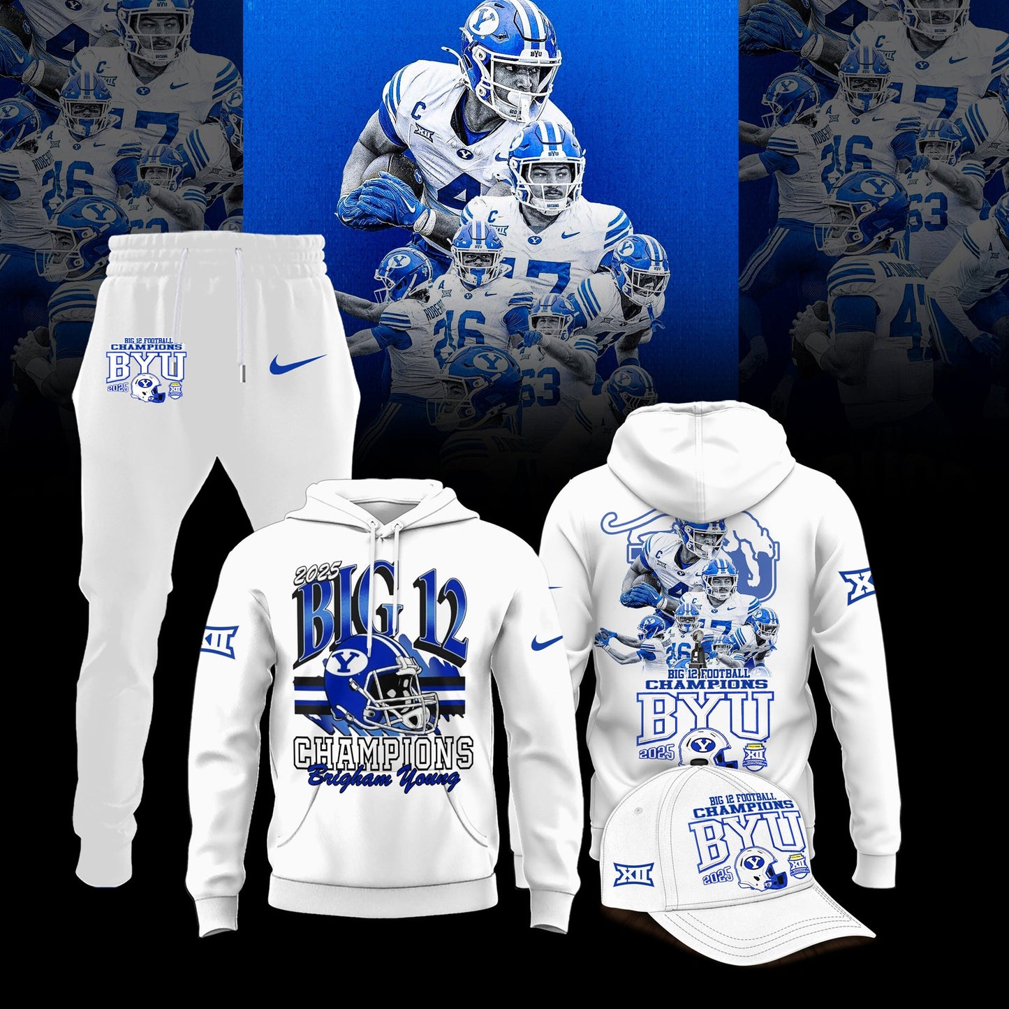 BYU Cougars Football 2025 Big 12 Conference Champs Combo Hoodie