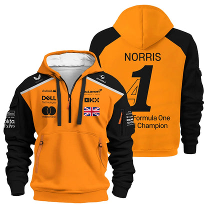 Champion From #4 to #1 Lando Norris McLaren F1 Team Hoodie Half Zip