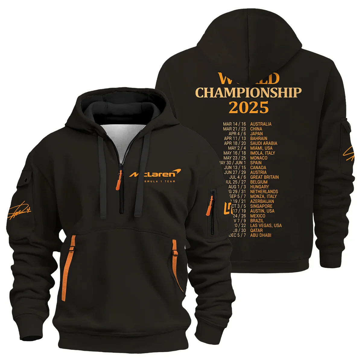 Champion From #4 to #1 Lando Norris McLaren F1 Team Hoodie Half Zip