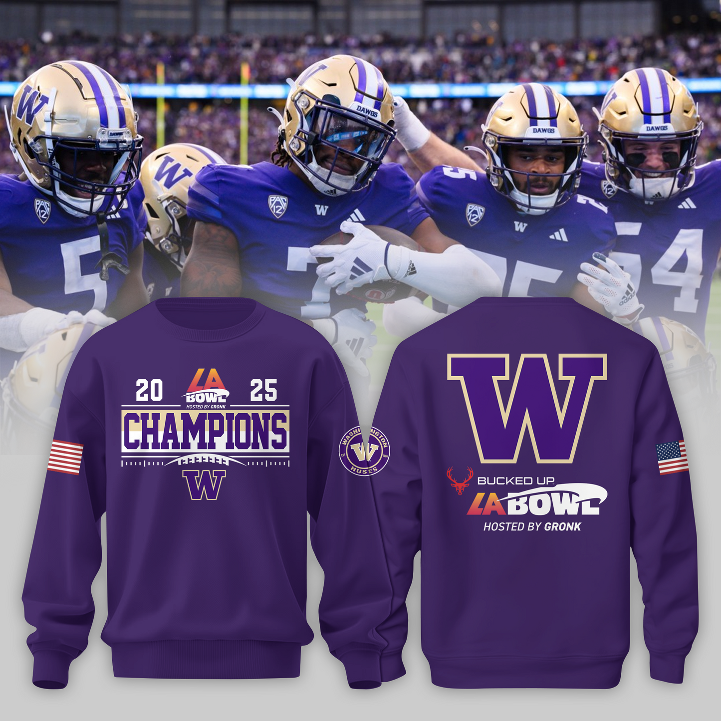 Washington Football Champions Sweatshirt - LA Bowl Champions Sweatshirt - Purple - Unisex - Design By Twinkle My Toes