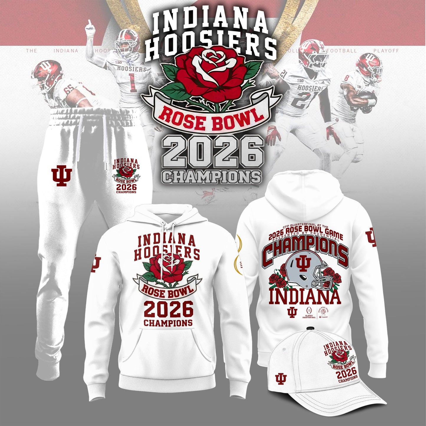 Indiana Hoosiers Rose Bowl Champions Combo Hoodie