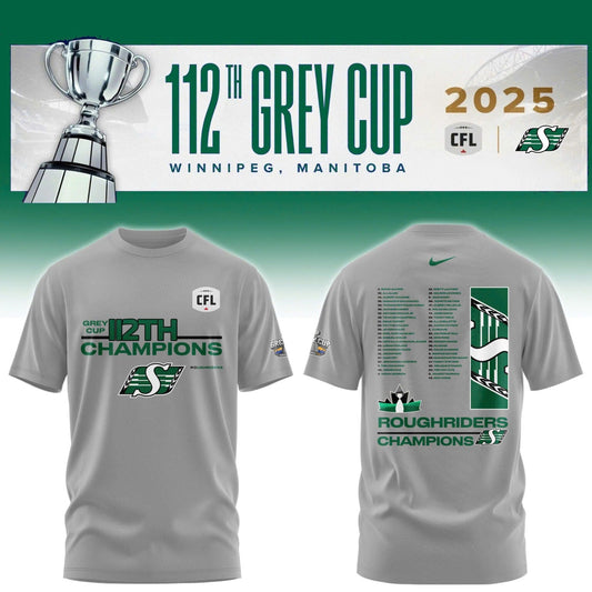 Limited Edition Roughriders 2025 Grey Cup Champions Shirt-AB1711257016