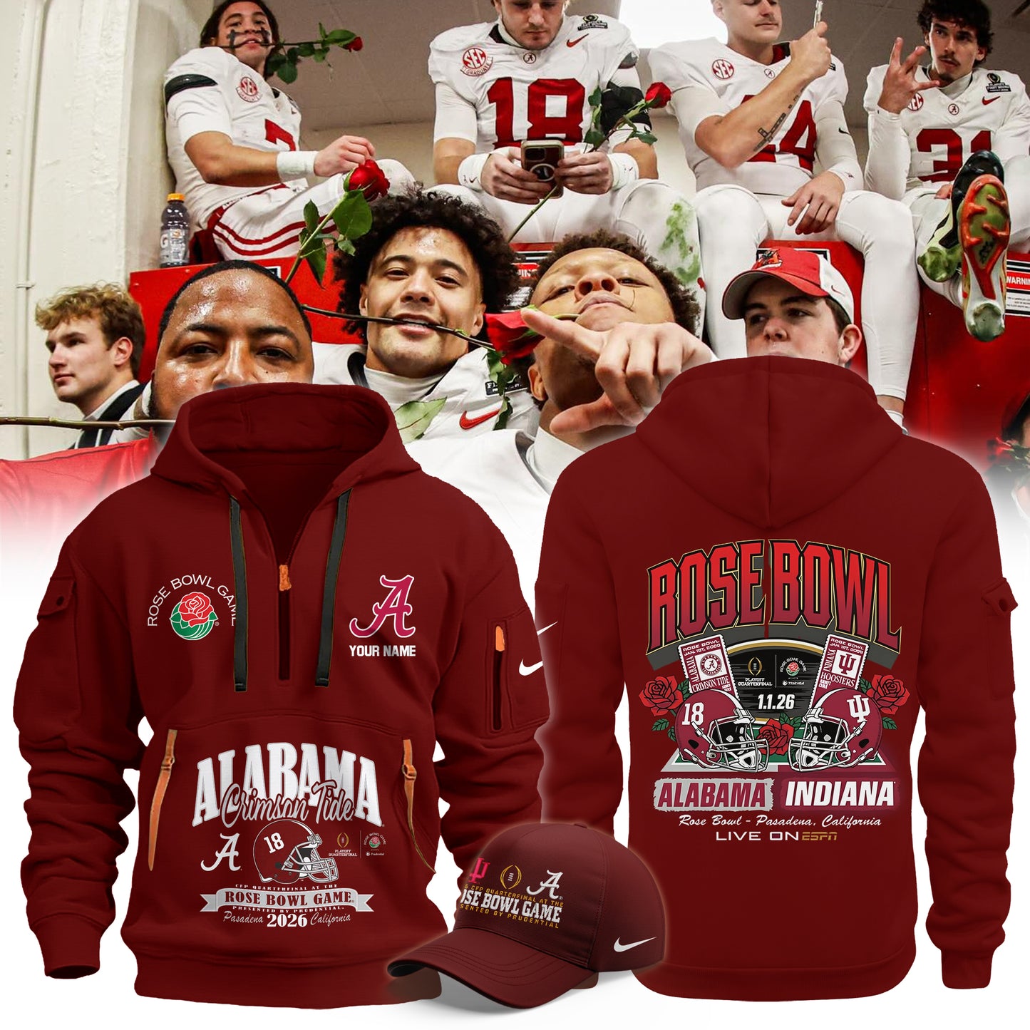 Alabama Crimson Tide 2026 Rose Bowl Limited New Hoodie