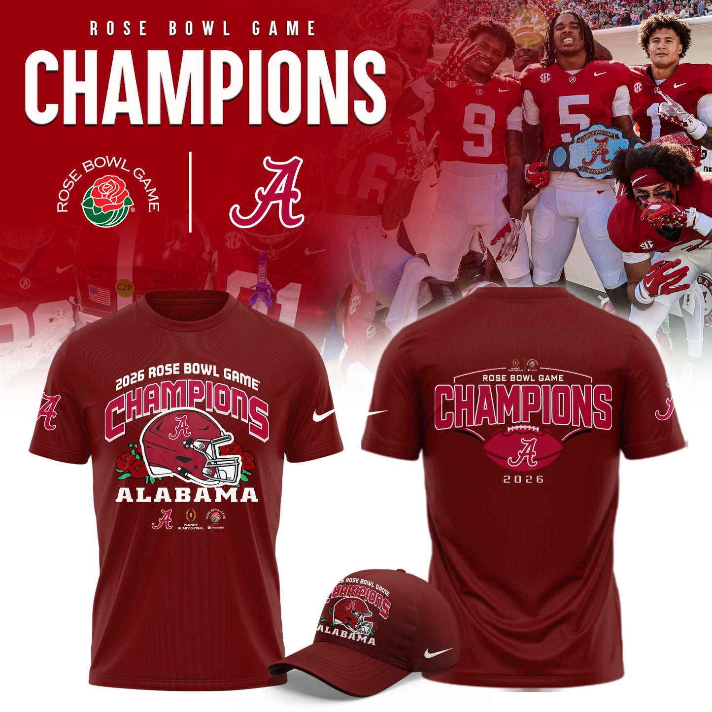 Alabama Crimson Tide 2026 Rose Bowl Champions Limited Shirt