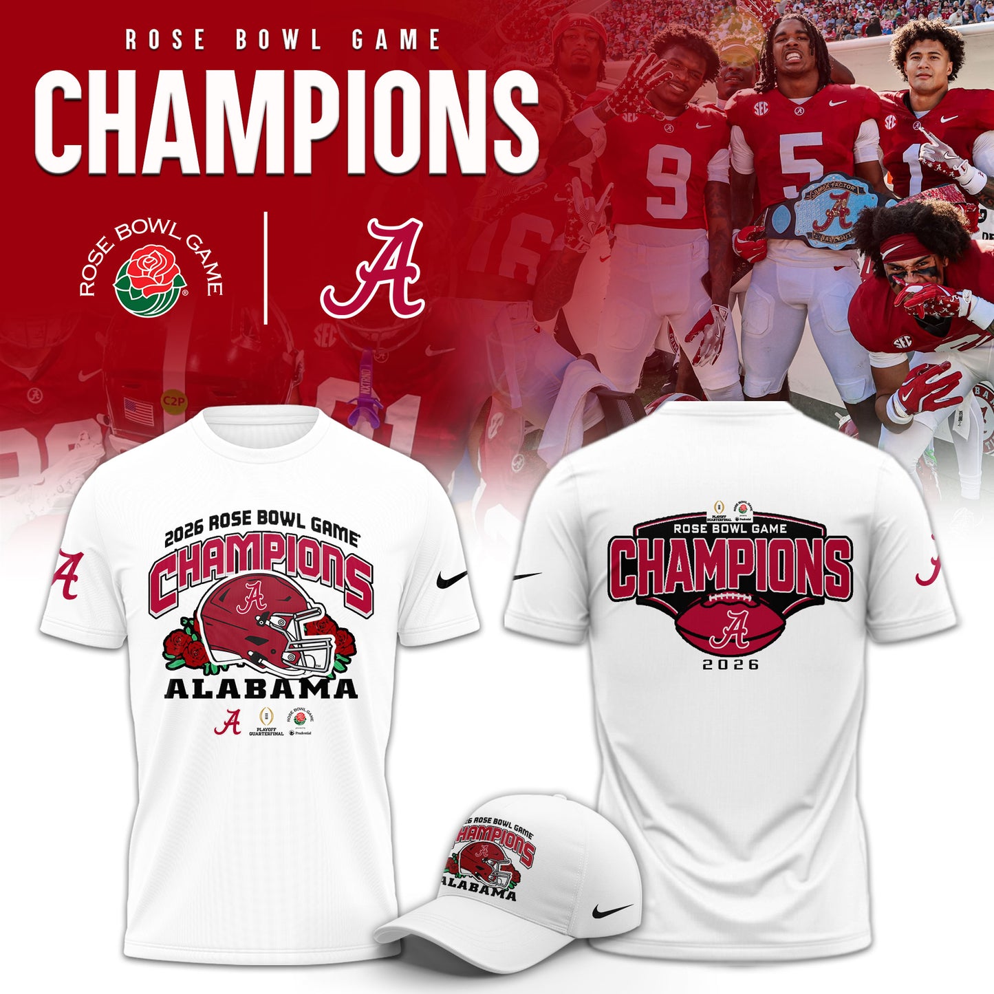 Alabama Crimson Tide 2026 Rose Bowl Champions Limited Shirt v2