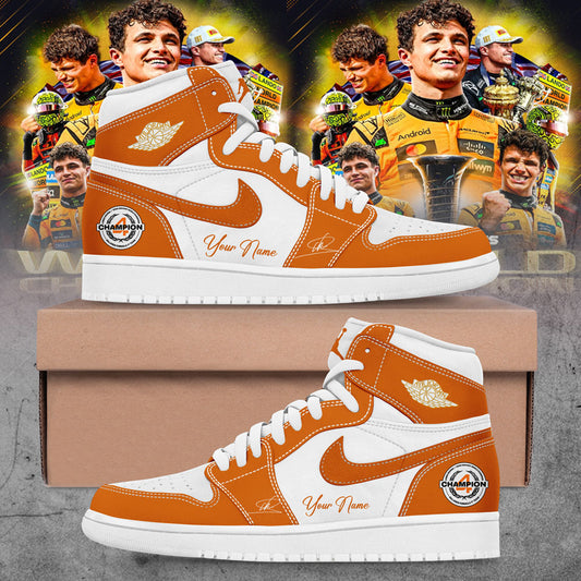 Lando NORRIS 2025 FORMULA 1 WORLD CHAMPION Signature Custom Name Orange Shoes JD