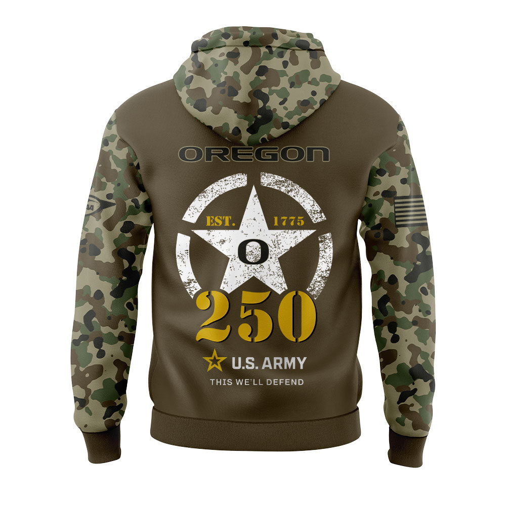 Limited Edition Oregon Football U.S. Army’s 250th Celebration Hoodie