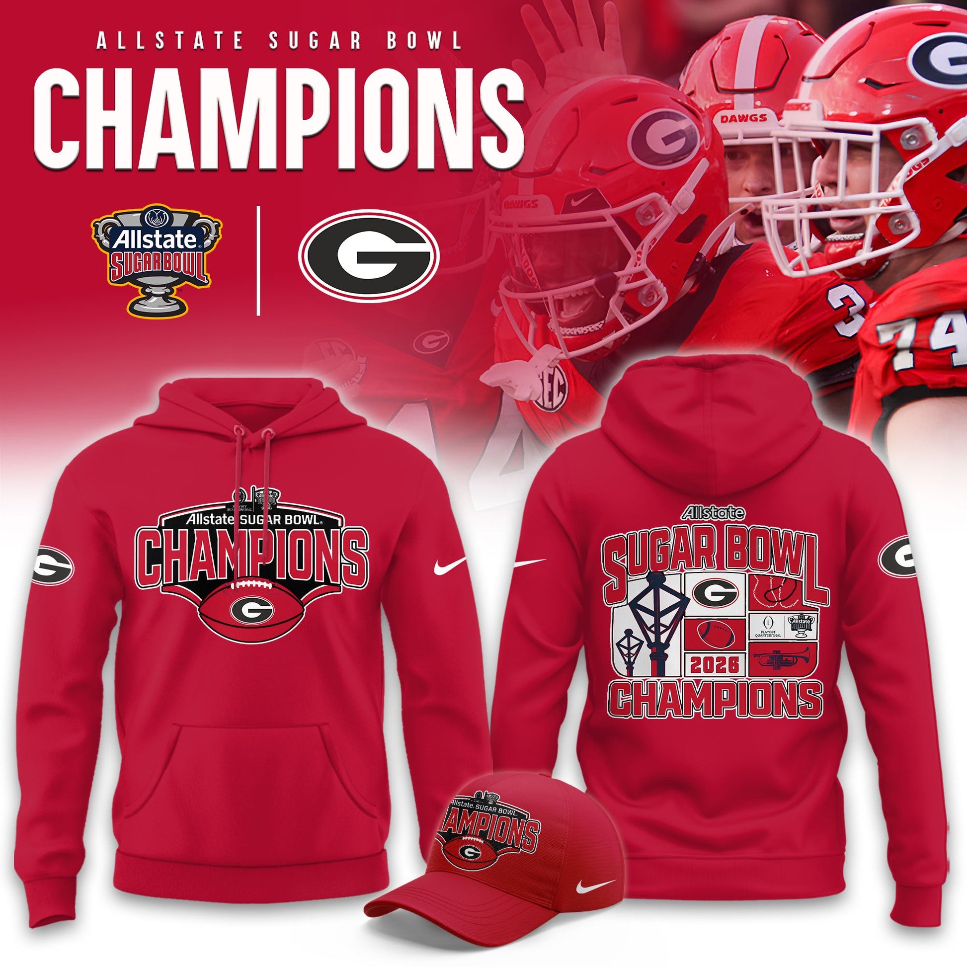 _Georgia Bulldogs 2026 Sugar Bowl Champions Limited Hoodie