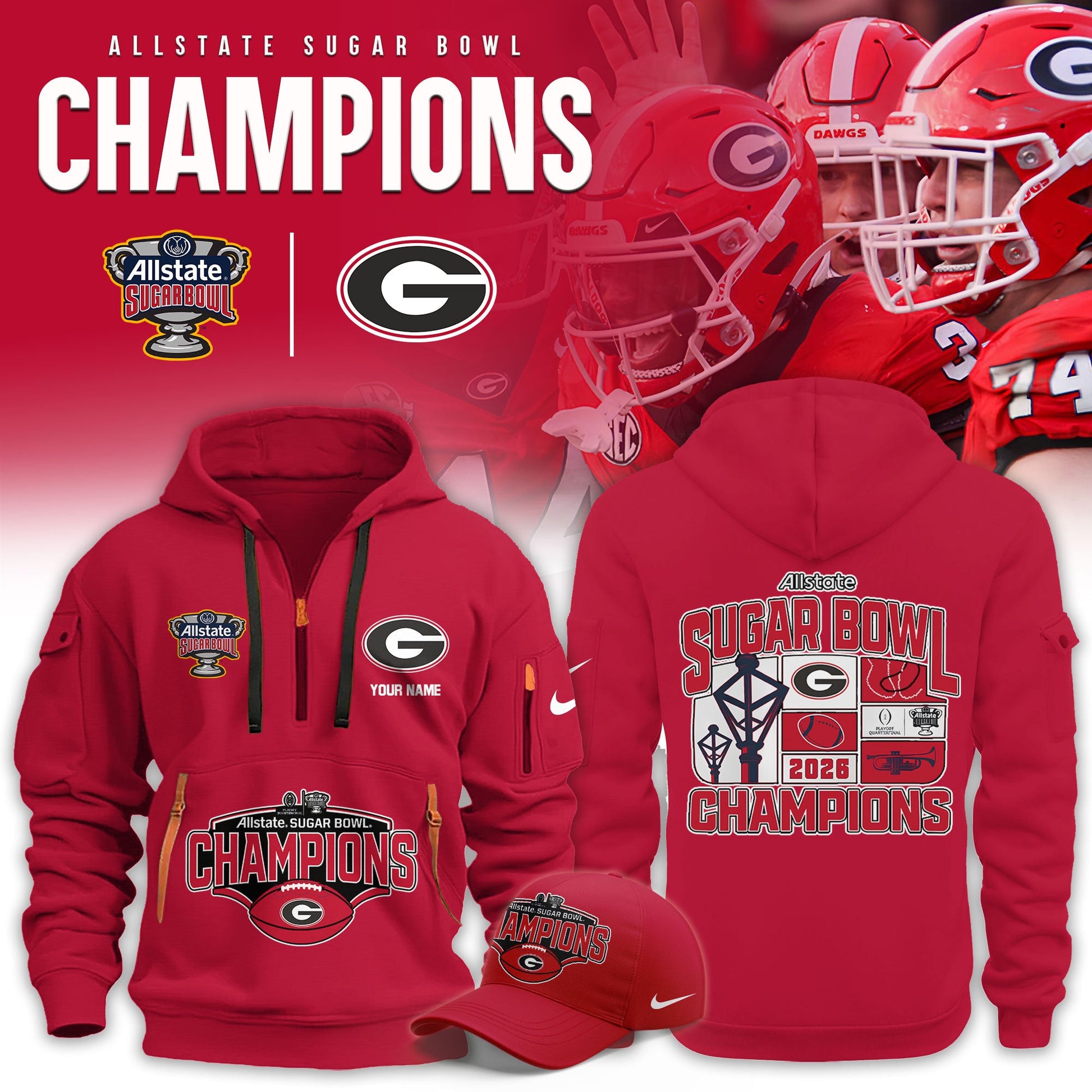 _Georgia Bulldogs 2026 Sugar Bowl Champions Limited New Hoodie