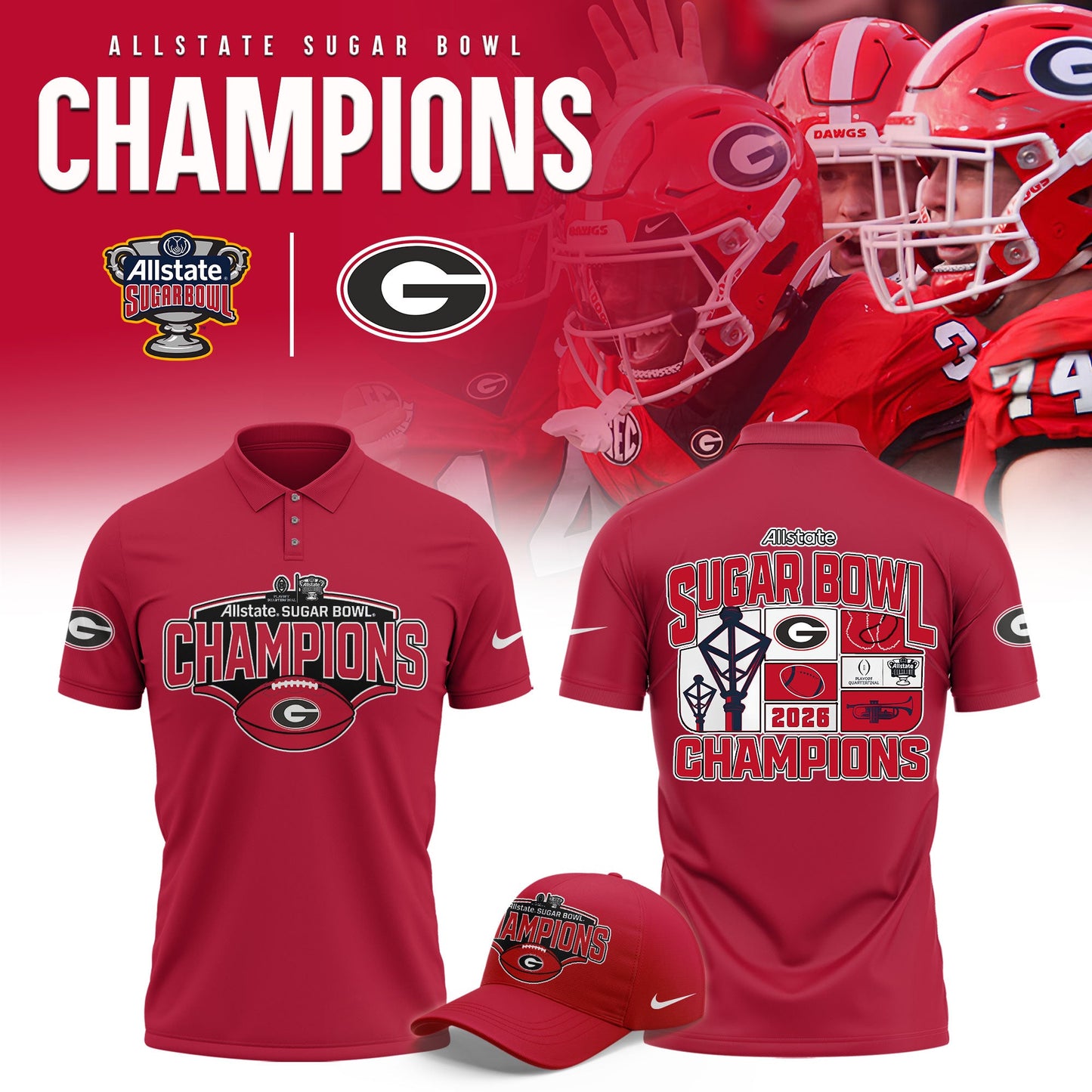 _Georgia Bulldogs 2026 Sugar Bowl Champions Limited Polo Shirt