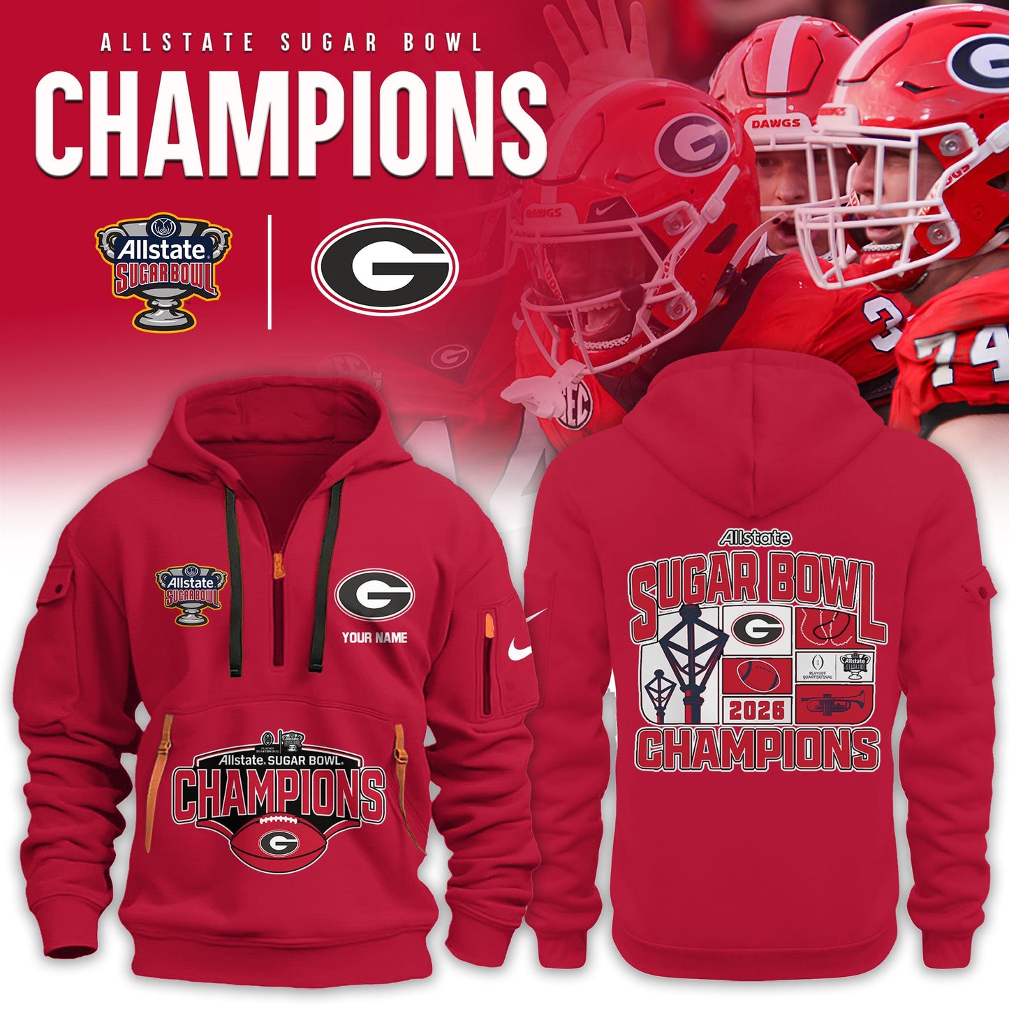 _Georgia Bulldogs 2026 Sugar Bowl Champions Limited New Hoodie