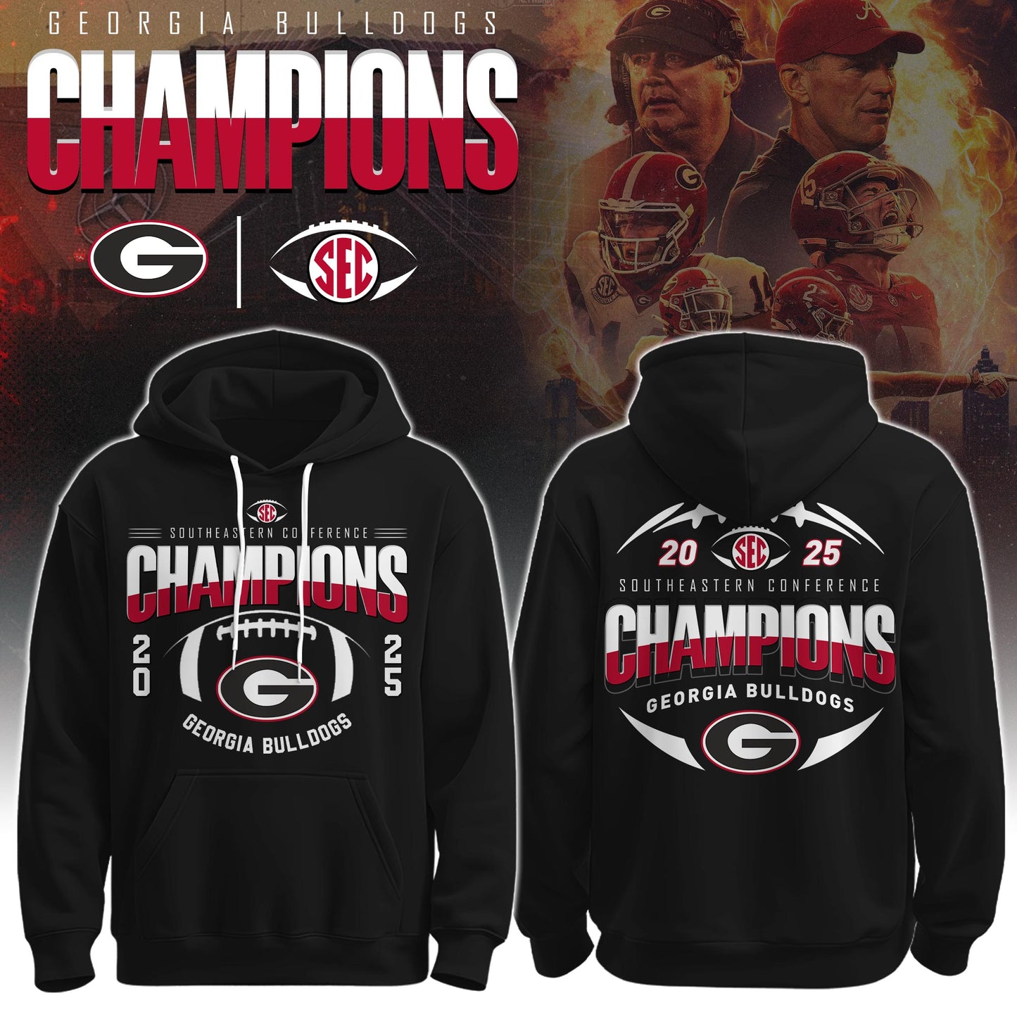 UGA 2025 SEC Football Conference Champions Hoodie Limited Edition