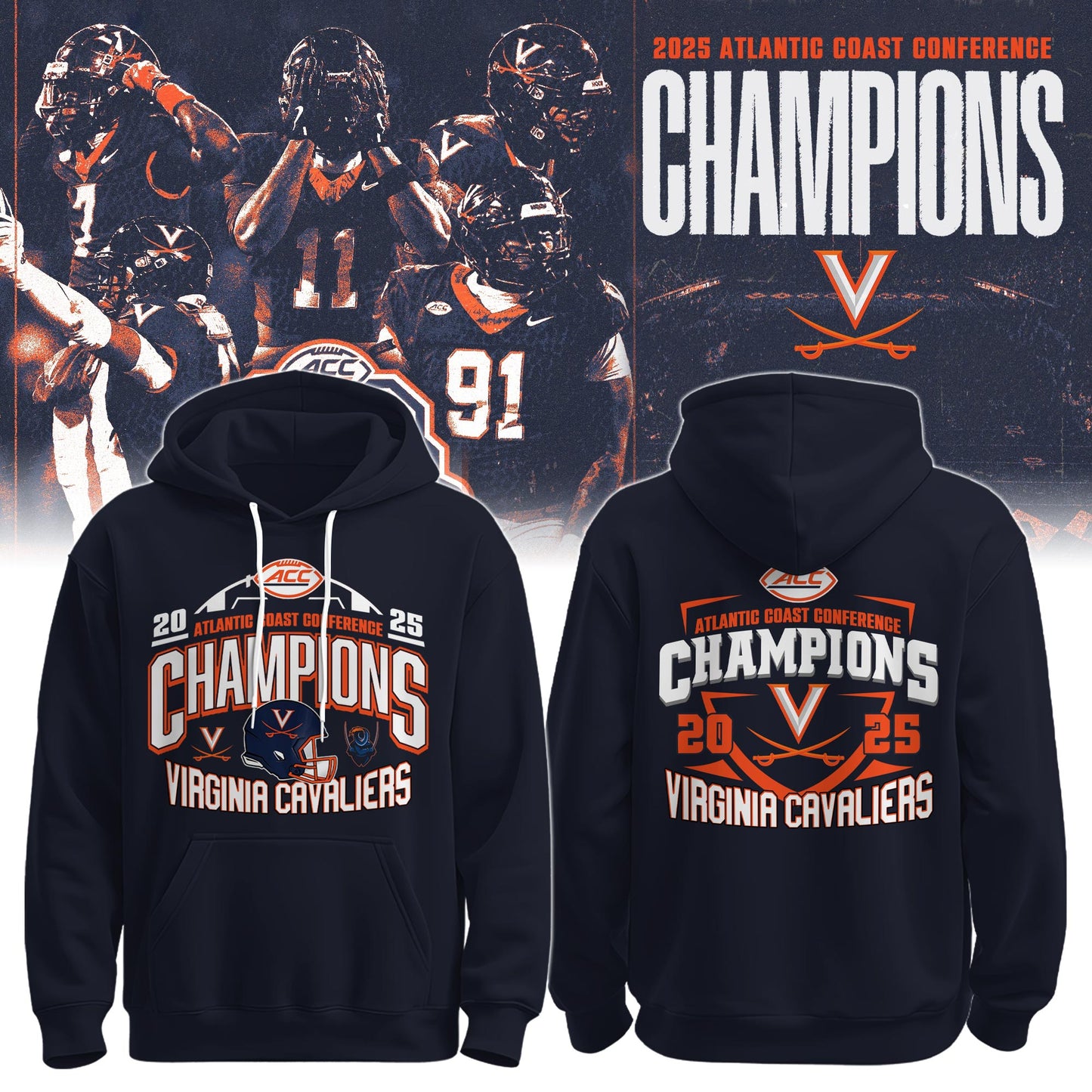 Virginia Football 2025 ACC Champs Hoodie