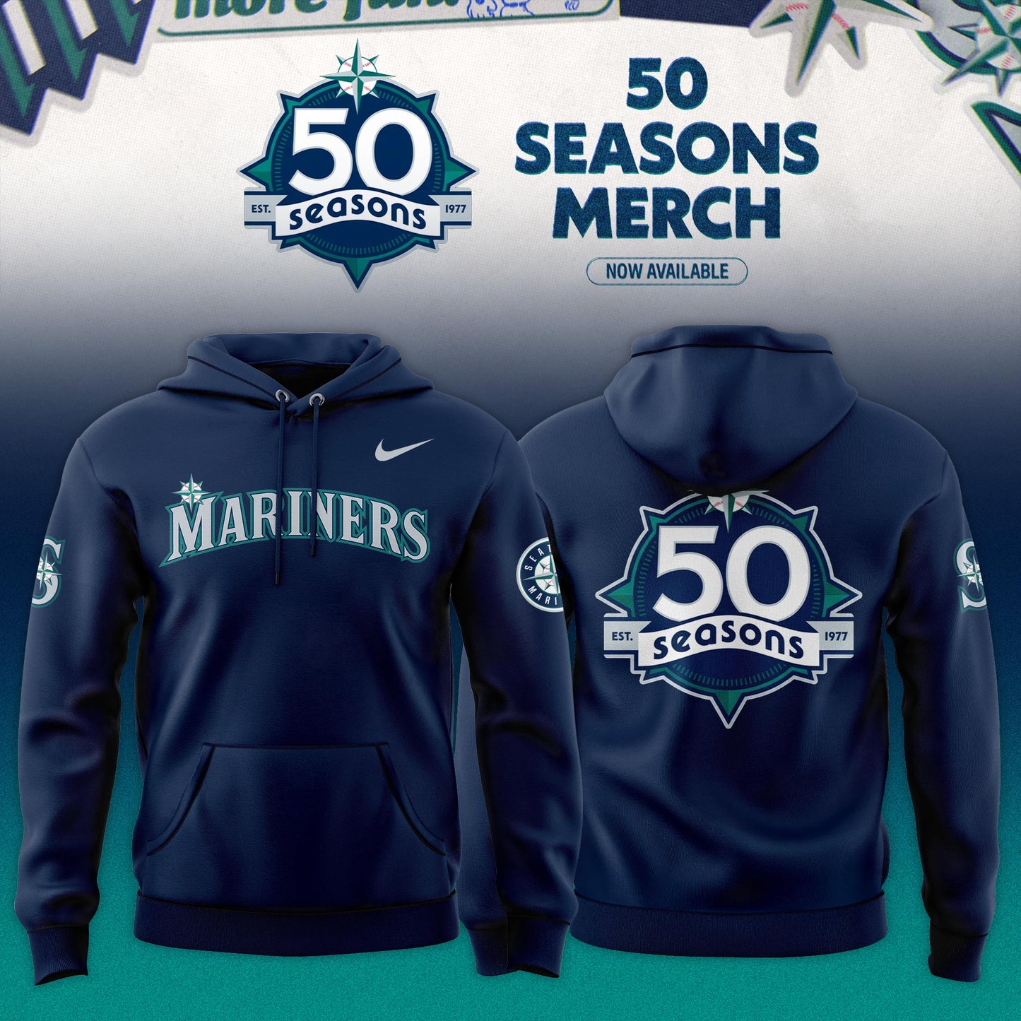 Seattle Mariners 50 Seasons Celebration Special Edition Hoodie