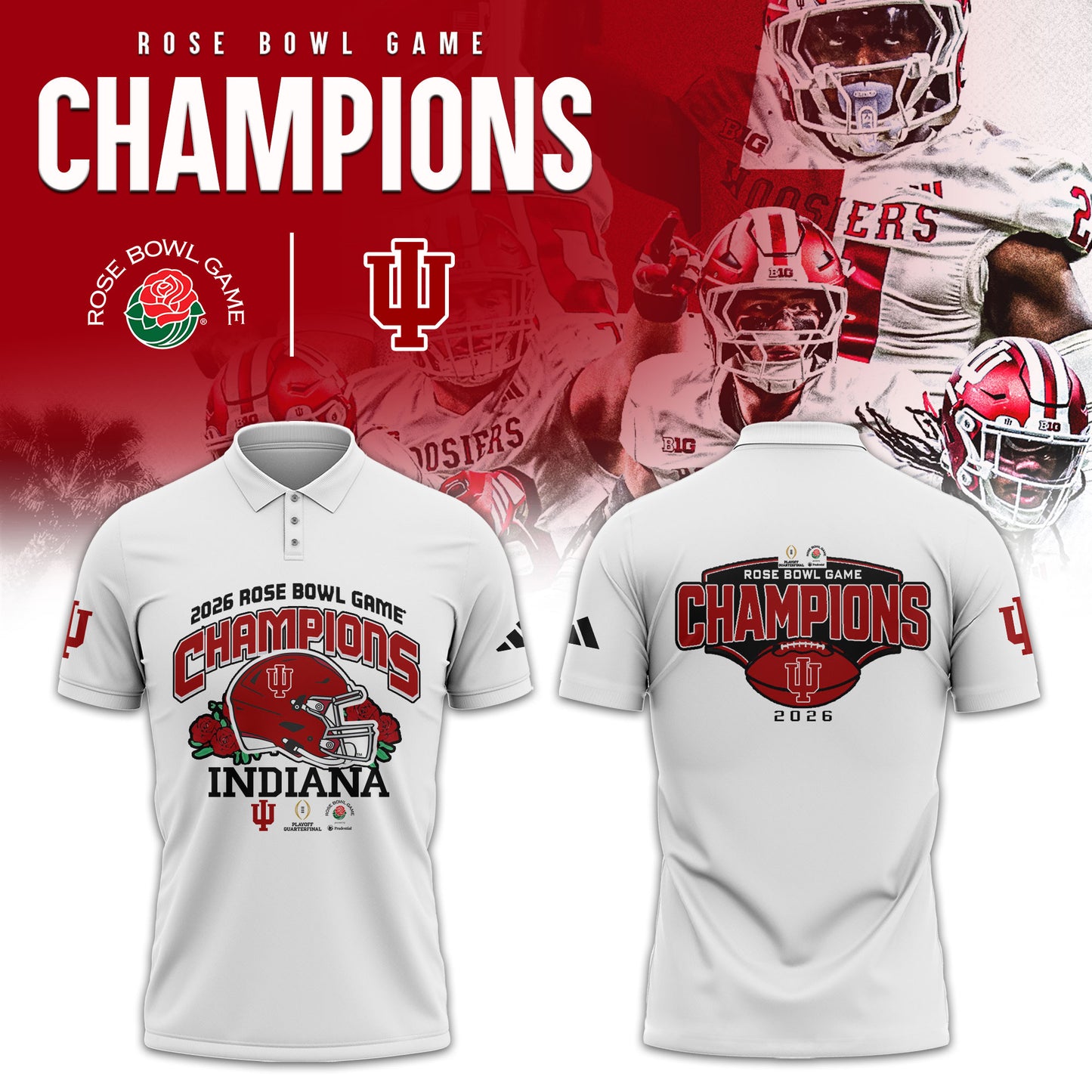 Indiana Hoosiers 2026 Rose Bowl Champions Limited Polo Shirt v2