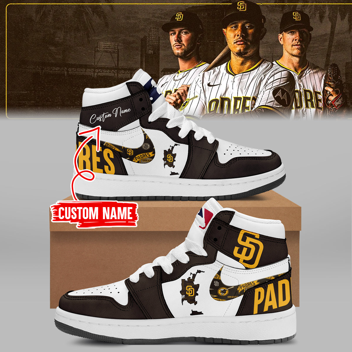 Limited Edition SD Padres AJ1 New Shoes Custom Name 2025-ND09112557