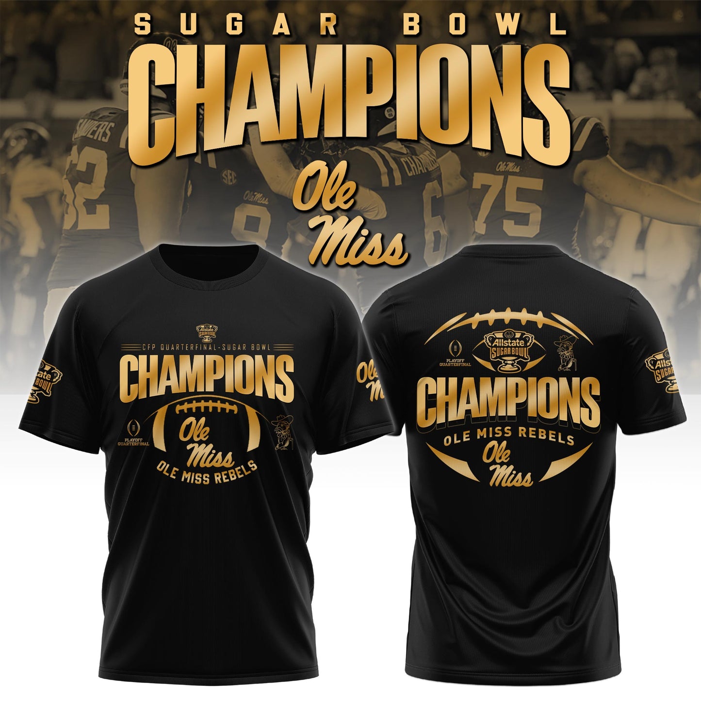 Ole Miss Rebels Football Sugar Bowl Champions Special Tshirt Limited Edition