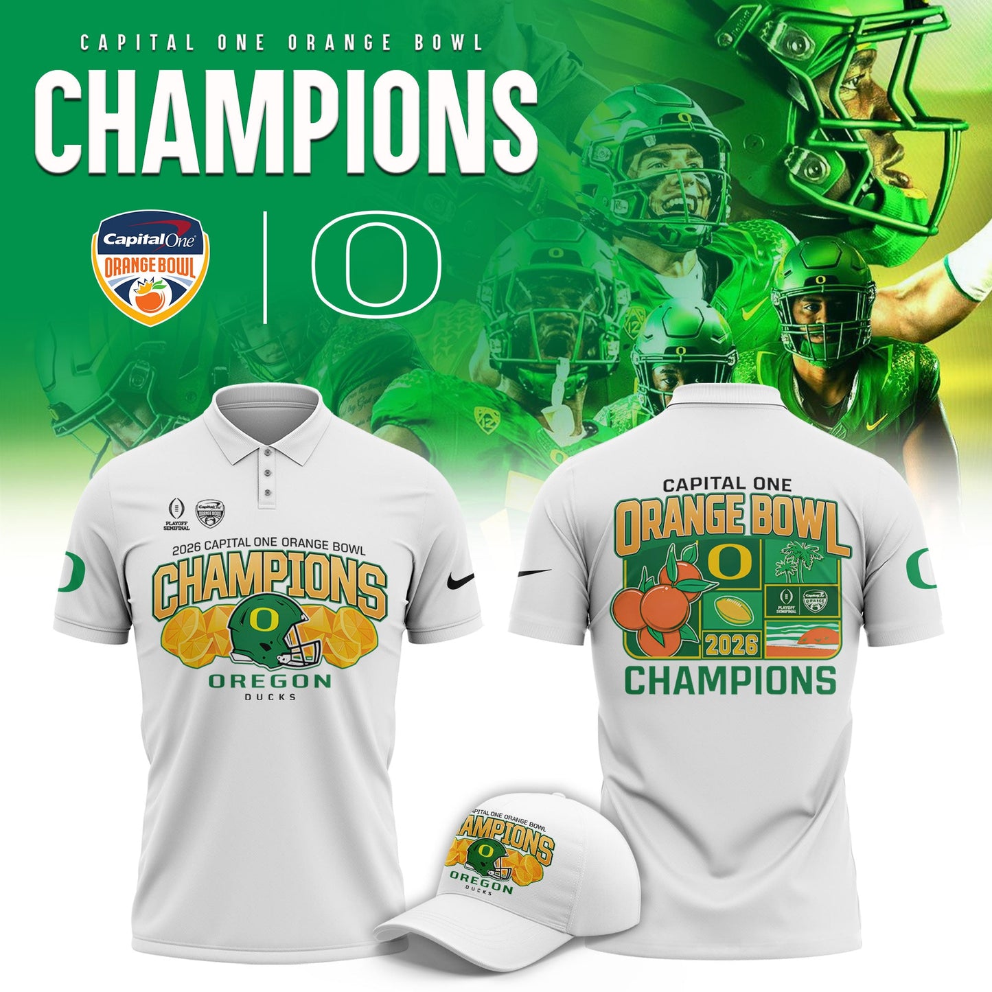Oregon Ducks 2026 Orange Bowl Champions Limited Polo Shirt