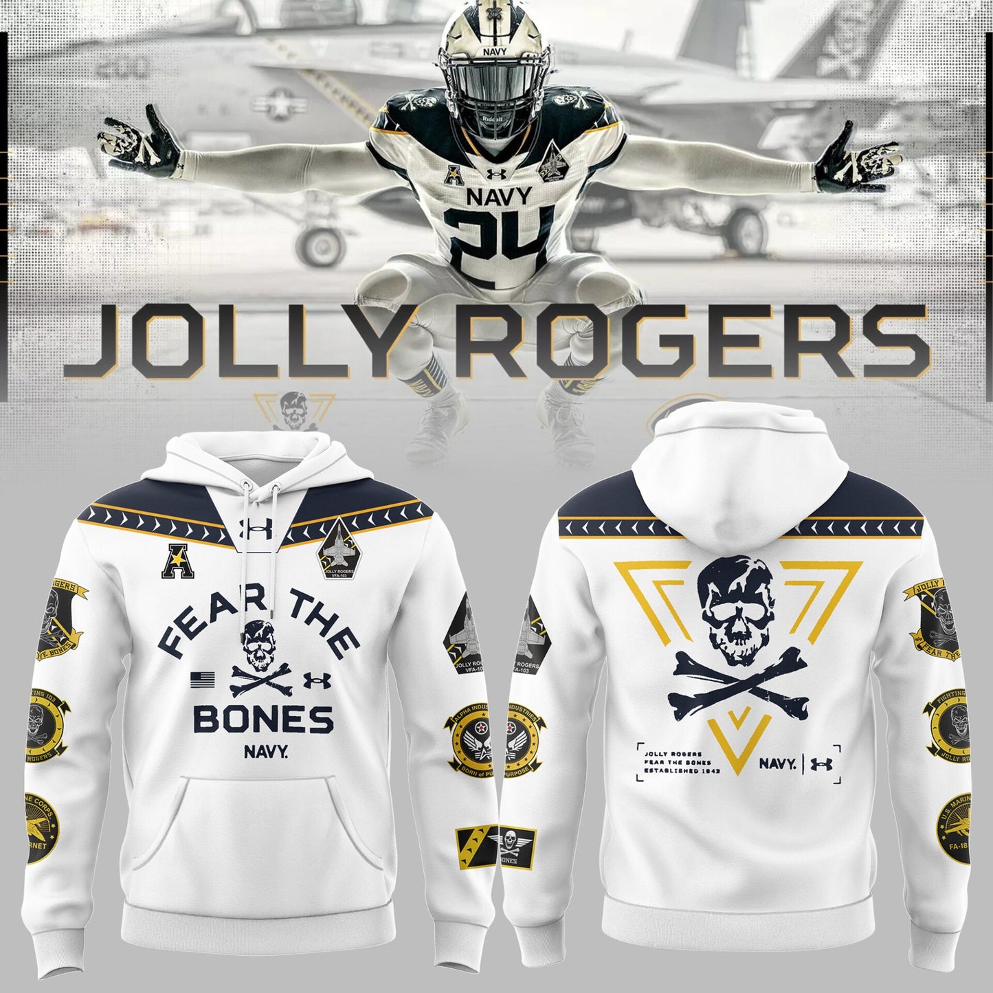 Navy FB 2024 Limited Veterans “Jolly Jogger” Hoodie