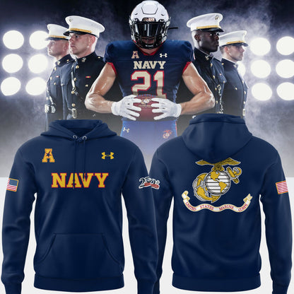 Limited Edition NAV Football Happy 250th Birthday U.S. Marines Hoodie