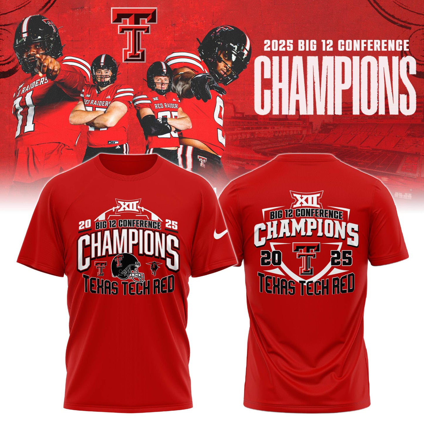. TTU 2025 Big 12 Conference Football Champions T-Shirt Limited Edition