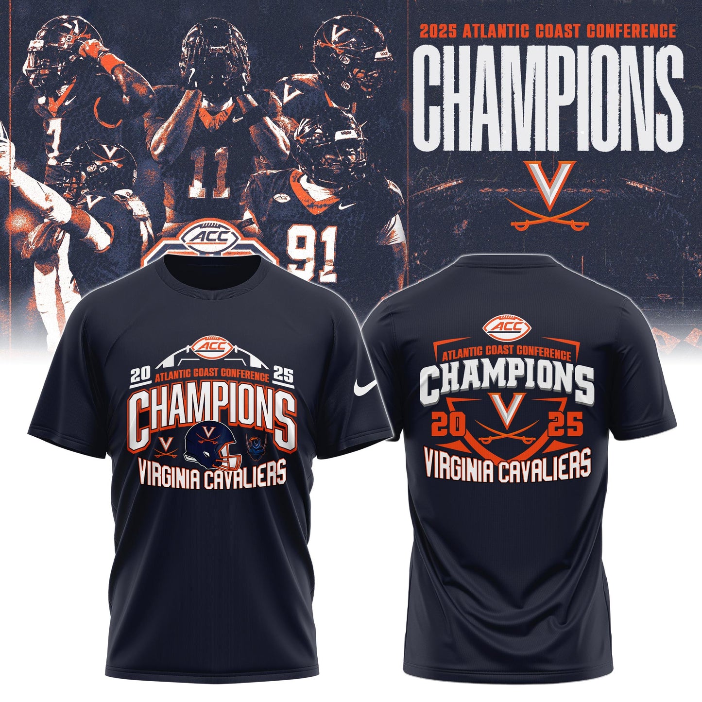 Virginia Football 2025 ACC Champs Tshirt