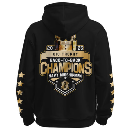Navy Midshipmen Special Back to Back CIC trophy Champions 2025 Hoodie