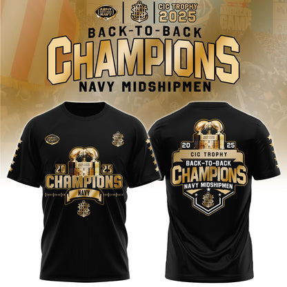 Navy Midshipmen Special Back to Back CIC trophy Champions 2025 T-Shirt