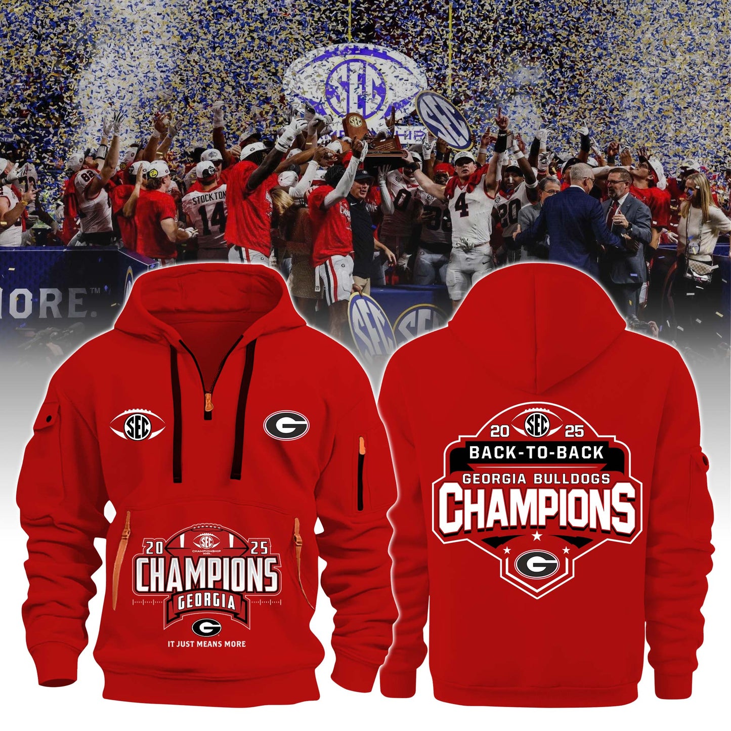 ..Georgia Bulldogs 2025 SEC Champions Limited New Hoodie