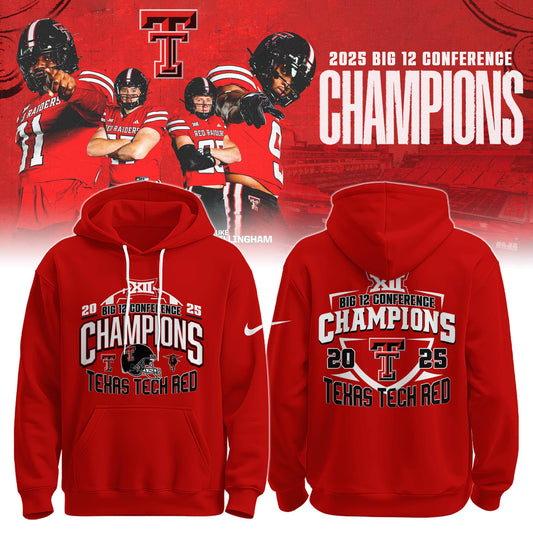 . TTU 2025 Big 12 Conference Football Champions Hoodie Limited Edition