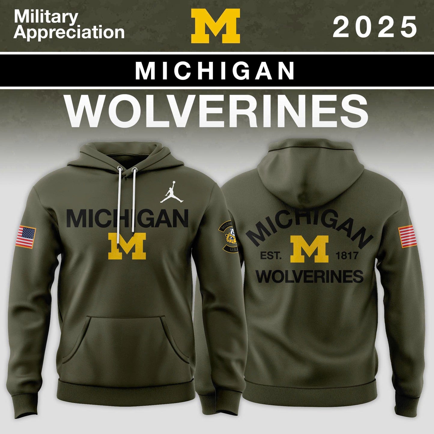 Michigan Wolverines 2025 Military Appreciation Limited Edition Hoodie