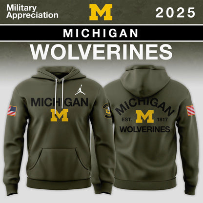 Michigan Wolverines 2025 Military Appreciation Limited Edition Hoodie