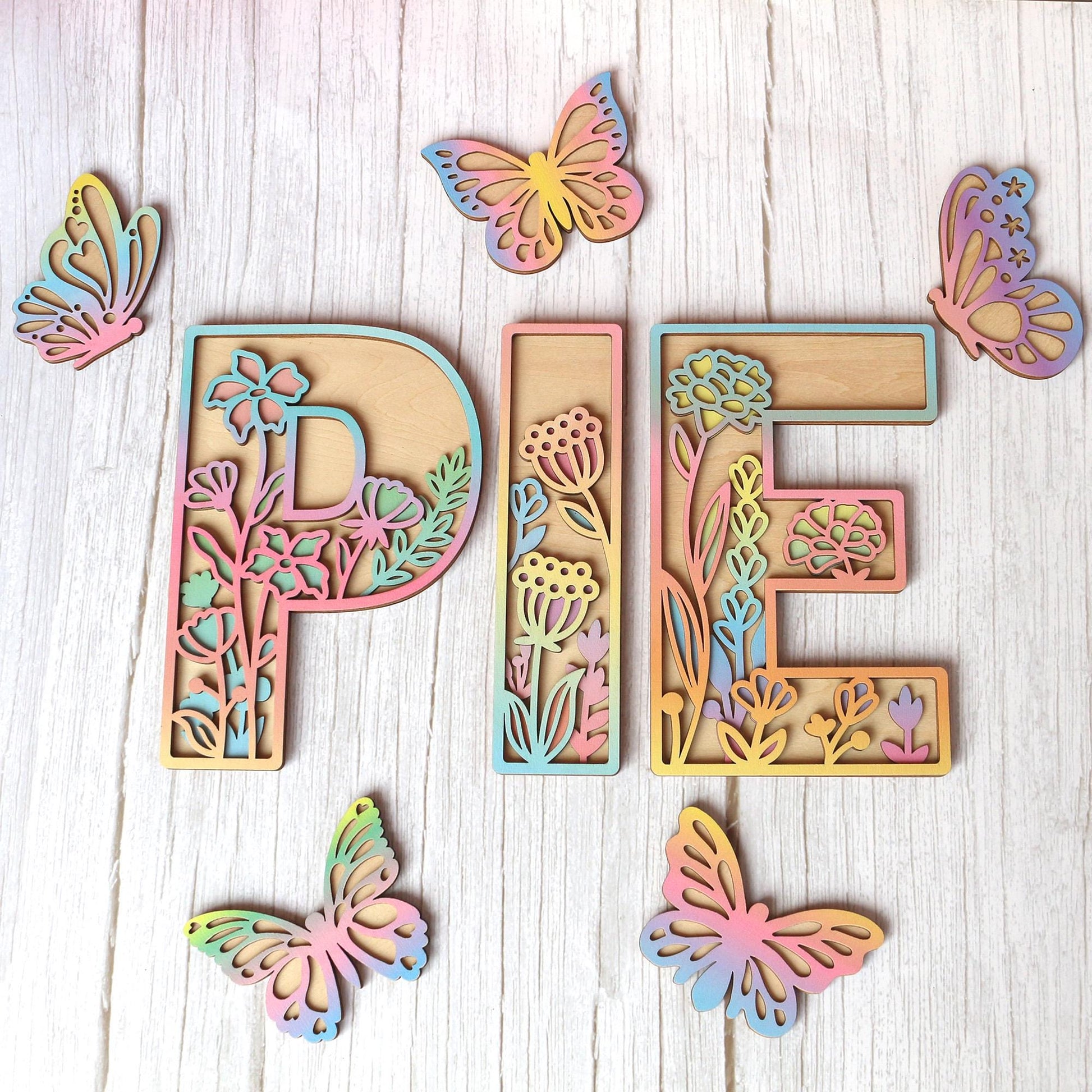 Wooden Wall Butterflies Décor for Kids Room (7pack) – Natural Plywood, Boho Nursery Wall Art, Woodland Baby Shower Gift