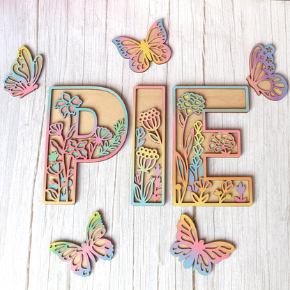 Wooden Wall Butterflies Décor for Kids Room (7pack) – Natural Plywood, Boho Nursery Wall Art, Woodland Baby Shower Gift
