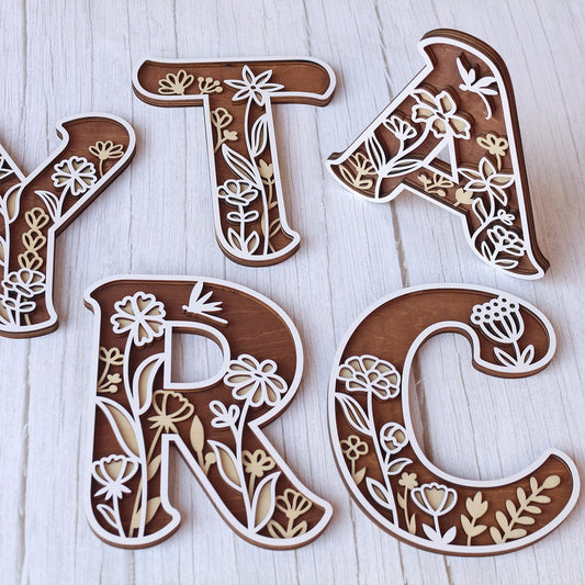 Wildflower Nursery Name Sign - Floral Wall Letters - 3D Wooden Wall Art - Baby Girl Room Decor - Baby Shower Gift - Baby Girl Gifts