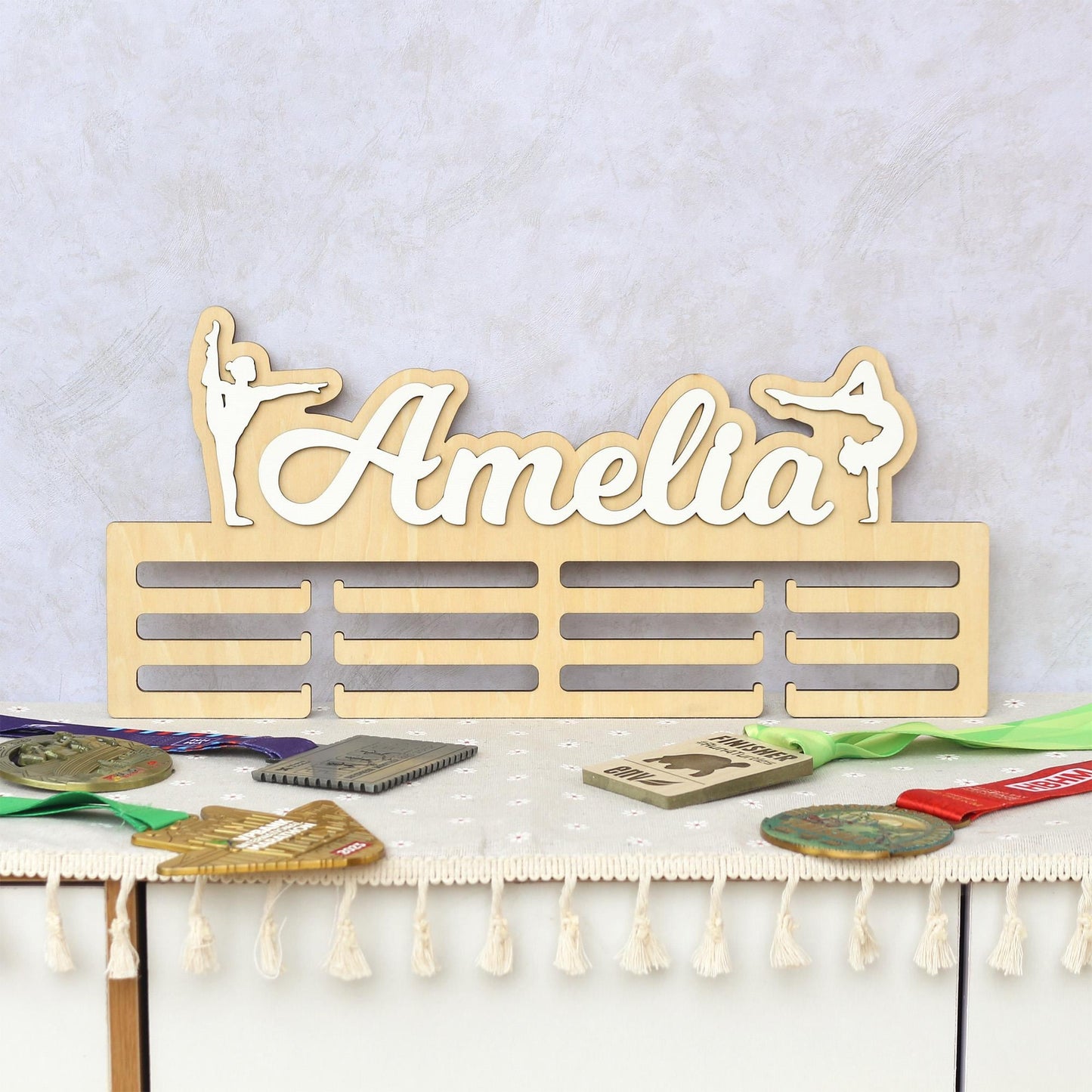 Medal Holder, Gymanstics Medal Hanger, Bedroom Wall Hanging, Medal Display, Bedroom Sign, Bedroom Wall Art, Personalised Sign, Gymnast Sign