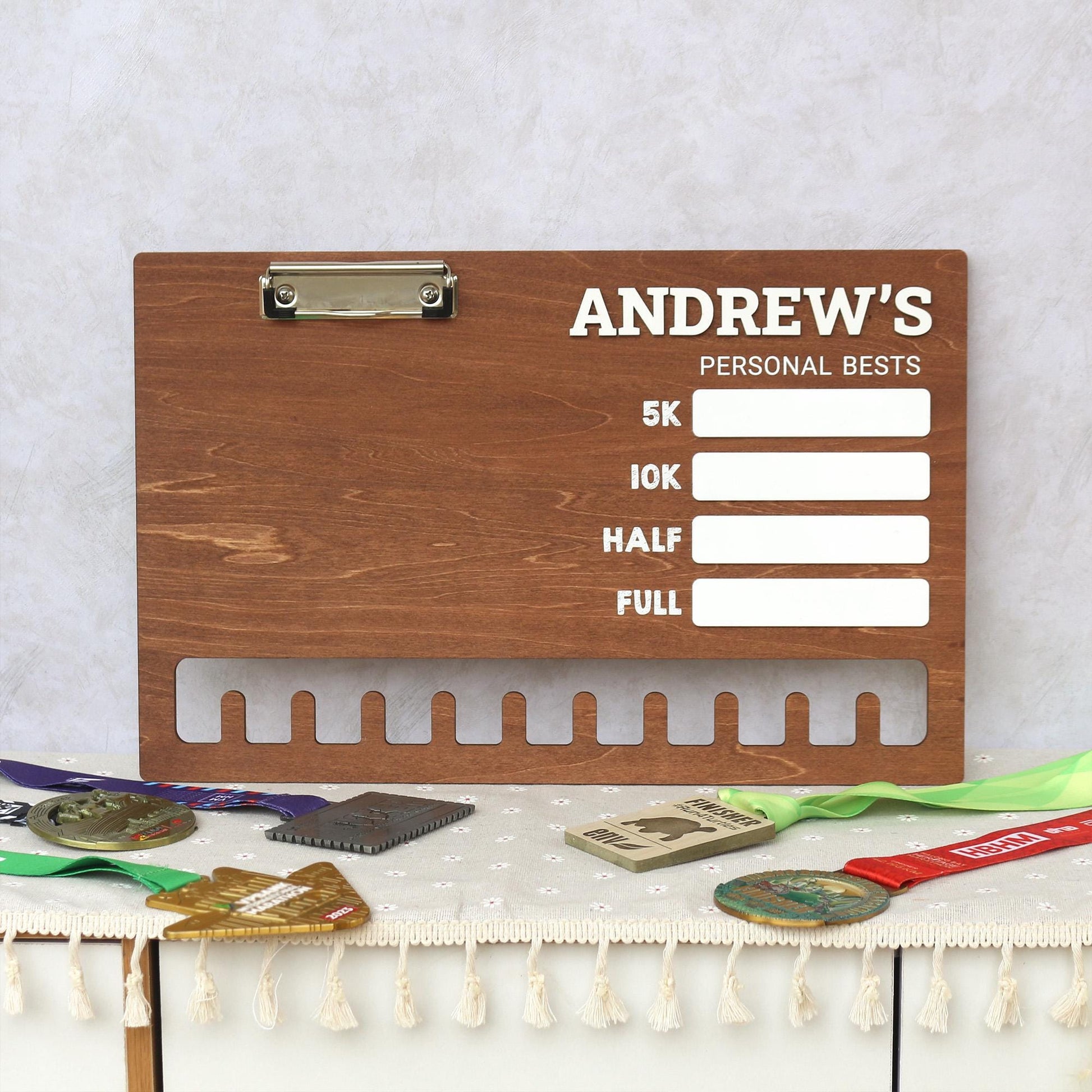 Running Medal and Personal Bests Display Board | Personal Bests Chalkboard Design | Running Medal and Bib Display Rack | Gifts for Runners
