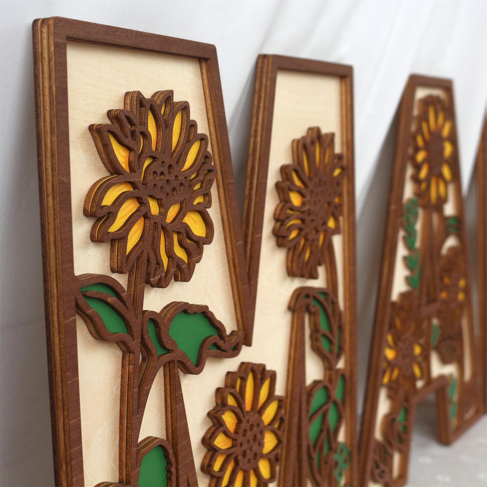 Sunflower Nursery Name Sign - Floral Wall Letters - 3D Wooden Wall Art - Baby Girl Room Decor - Baby Shower Gift - Birthday Gift