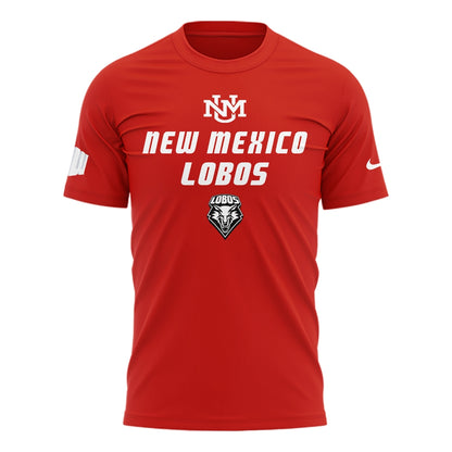 Special Edition New Mexico Lobos Wordmark Logo Uniform Tshirt - Red