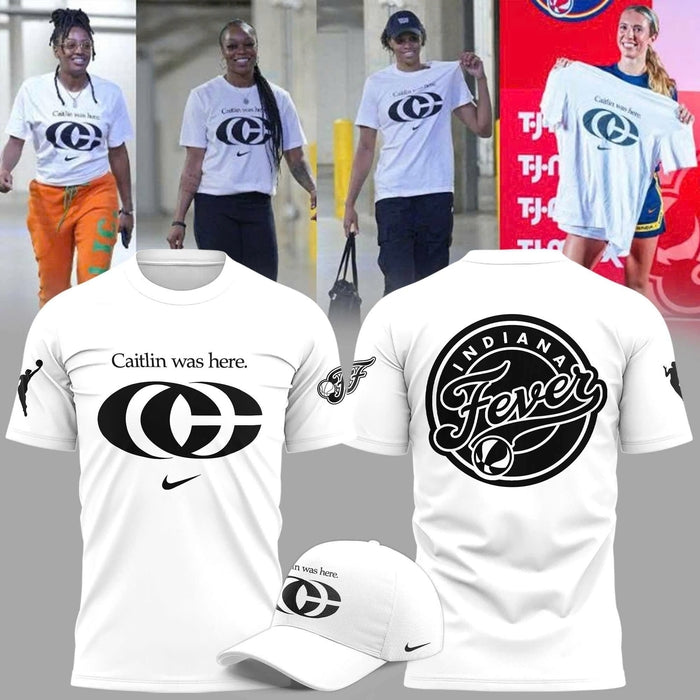 Caitlin Was Here - Caitlin Clark Signature Swoosh Logo T-Shirt V2 (White)