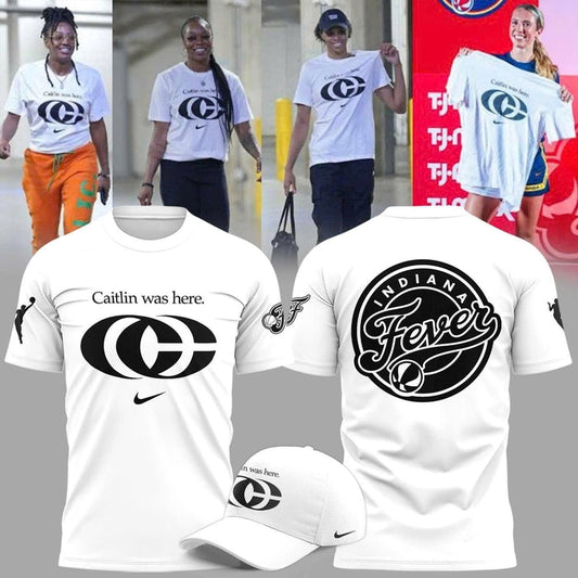 Caitlin Was Here - Caitlin Clark Signature Swoosh Logo T-Shirt V2 (White)