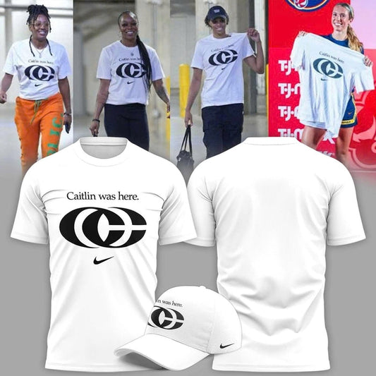 Caitlin Was Here - Caitlin Clark Signature Swoosh Logo T-Shirt V1 (White)